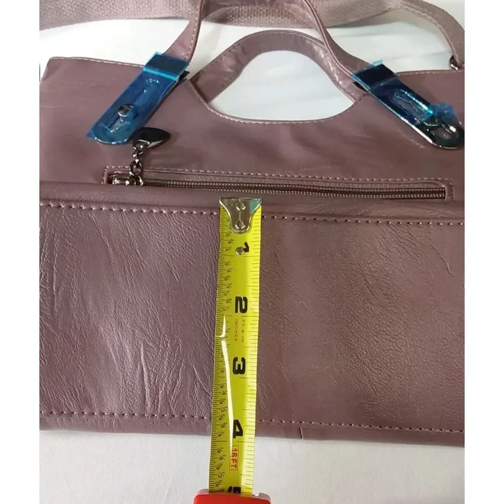 Mauve Double Handled Purse With Adjustable Shoulder Strap